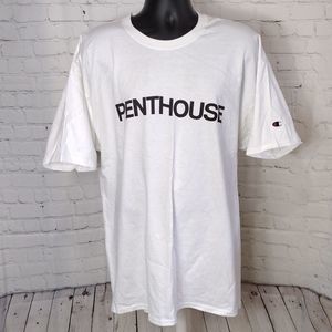 Champion PENTHOUSE White Black Lettering Short Sleeve Tshirt